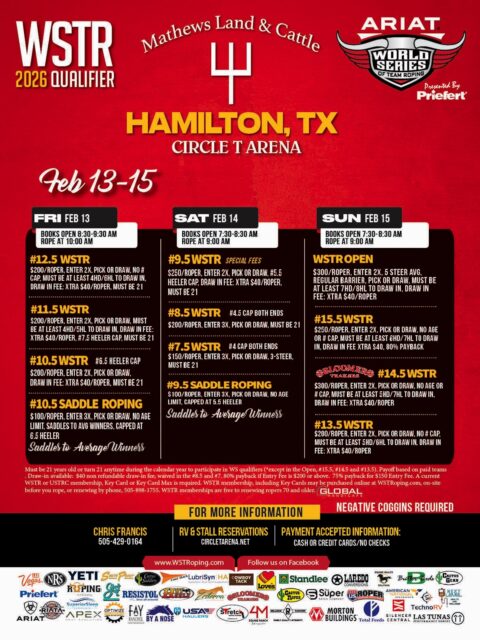 World Series Team Roping - Circle T Arena | Hamilton, Texas